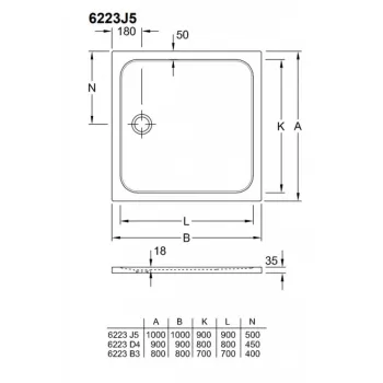 Dušas paliktnis Villeroy & Boch Lifetime Plus 100x100cm, Keramika Balts 6223J501