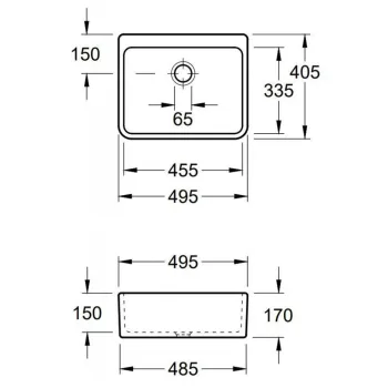 Vannas istabas izlietne Villeroy & Boch O.novo 50x41cm, CeramicPlus apdare, Uz Virsmas, Balta 632100R1