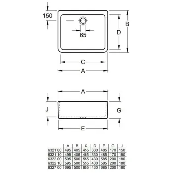 Vannas istabas izlietne Villeroy & Boch O.novo 60x60cm Uz virsmas, Balta 63220001