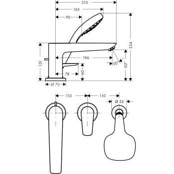 Vannas / Dušas maisītājs Hansgrohe Talis E uz vannas malas Hromēts 71731000