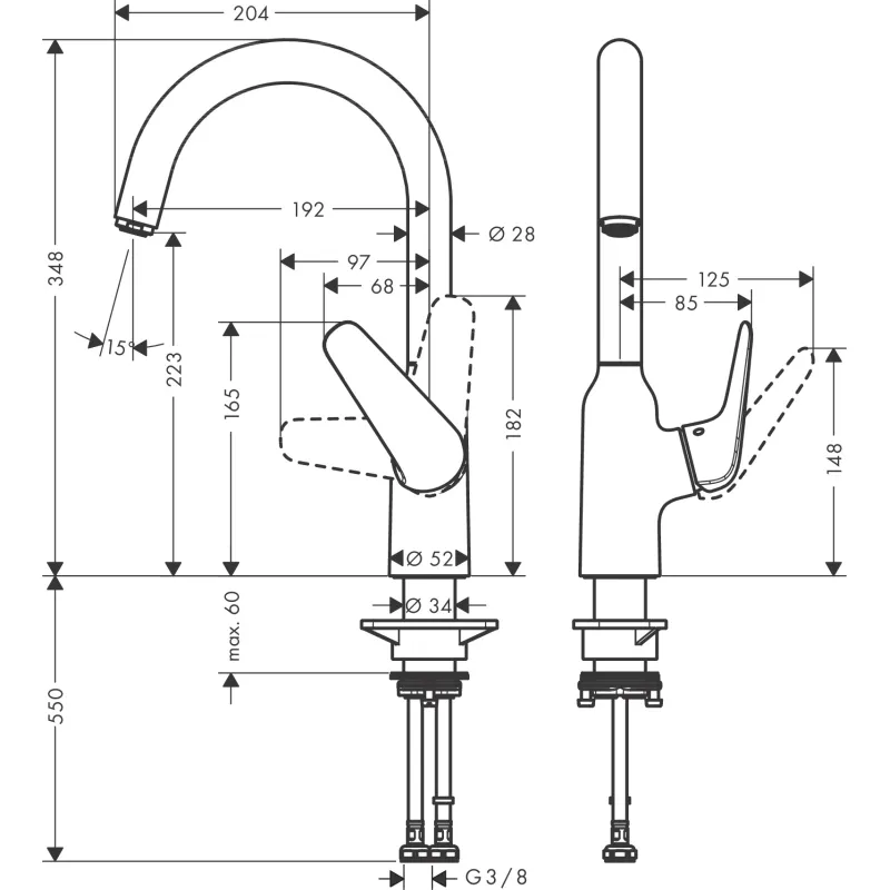 Virtuves maisītājs Hansgrohe Focus M42, 220 1j  71802000 Hromēts