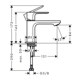 Vannas istabas izlietnes krāns Izlietnes krāns Hansgrohe Rebris S 80 72503000 Hromēts