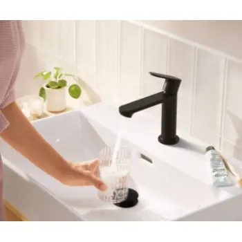 Vannas istabas izlietnes maisītājs Hansgrohe Rebris S 110 CoolStart ar pop up izplūdi 72527670 Melns Matēts