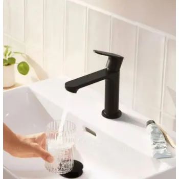 Vannas istabas izlietnes maisītājs Hansgrohe Rebris S 80 CoolStart ar pop up izplūdi 72584670 Melns matēts