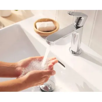 Vannas istabas izlietnes maisītājs Hansgrohe Rebris E 80 CoolStart EcoSmart+ ar pop up izplūdi 72587000 Hromēts
