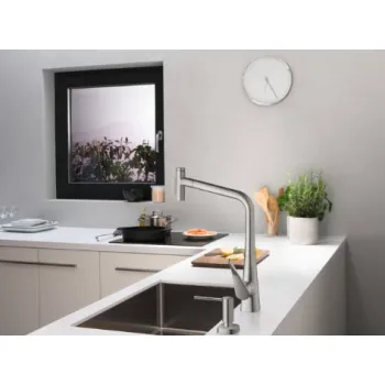 Virtuves maisītājs Hansgrohe Metris Select M71  320 izvelkams 2jet ar sBox Stainless Steel Finish 73816800
