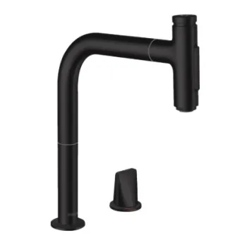 Virtuves maisītājs Hansgrohe Metris Select M71 200  ar izvelkamu galvu 2jet un sBox  73818670 Melns matēts