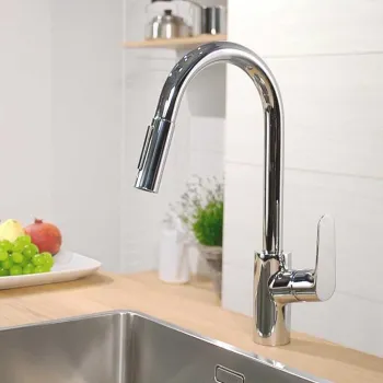 Virtuves maisītājs Hansgrohe Focus M41 izvelkams ar sBox Hromēts 73880000