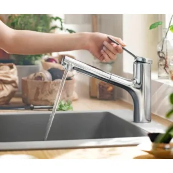 Virtuves maisītājs Hansgrohe Zesis M33 150 EcoSmart 2jet izvelkamu galvu 74810000 Hromēts