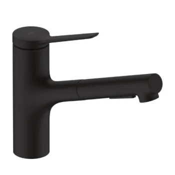 Virtuves maisītājs Hansgrohe Zesis M33 150 2j  ar izvelkamu galvu 74820670 Melns Matēts
