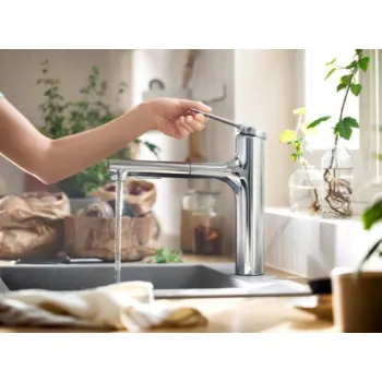 Virtuves maisītājs Hansgrohe Zesis M33 160 2jet ar izvelkamu galvu 74823000 Hromēts