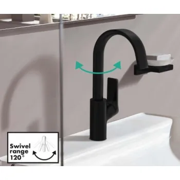 Vannas istabas izlietnes maisītājs Hansgrohe Vivenis 210 ar grozāmu izteku 75032670 Melns matēts