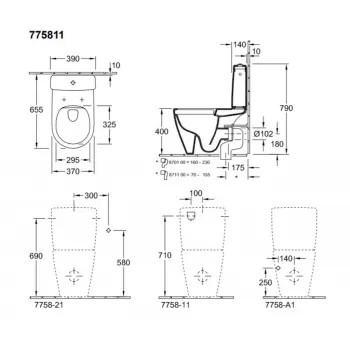 Skalojamā kaste podam Villeroy & Boch Avento, ievads no sāna 775811R1