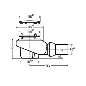 Sifons Dušas paliktnim  Villeroy & Boch Subway Infinity Tempoplex Plus 90mm  Hromēts 92250061