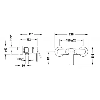 Dušas maisītājs Duravit A.1, Hromēts, A14230001010