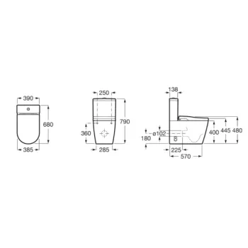 Tualetes pods ar bide funkciju Roca In-Wash® Inspira Rimfree ar SoftClose vāku Balts
