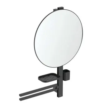 Vannas istabas spogulis Ideal Standard ALU+ ar dvieļu turētāju, plauktu, glāzi, zīdaini melns  BD587XG
