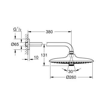 Dušas galva Grohe Euphoria SmartControl 260, 3 režīmi, 38cm turētājs, StarLight® apdare, Hromēta 26459000