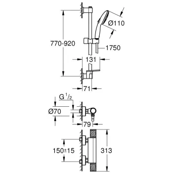 Dušas komplekts Grohe Precision Feel ar Termostatu Hromēta 34853001
