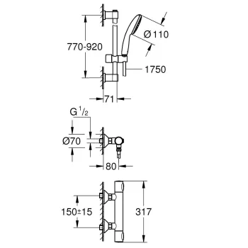 Dušas komplekts Grohe Precision Flow ar Termostatu Hromēta 34805001