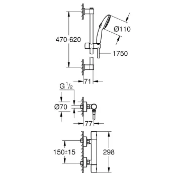 Dušas komplekts Grohe Precision Get ar Termostatu Hromēta 34856000