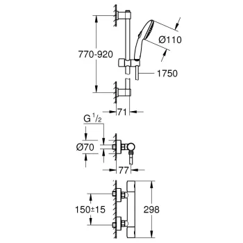 Dušas komplekts Grohe Precision Get ar Termostatu Hromēta  34857000