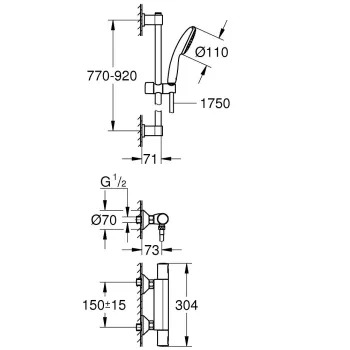 Dušas komplekts Grohe Precision Start ar Termostatu Hromēta 34854001