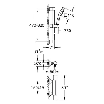 Dušas komplekts Grohe Precision Trend ar Termostatu Hromēta 34237003