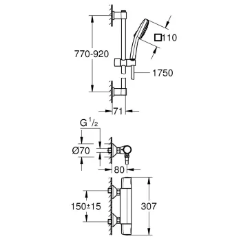 Dušas komplekts Grohe Precision Trend ar Termostatu Hromēta 34855003