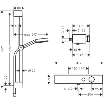 Dušas komplekts Hansgrohe Pulsify Select S Shower system 105 3jet 24260000 Hromēta