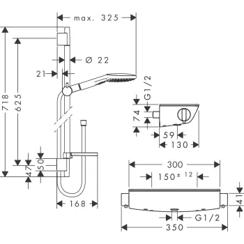 Dušas komplekts Hansgrohe Raindance Select E 120 3jet ar termostatu Ecostat Select 27038000 Hromēta