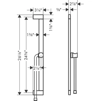 Dušas komplekts Hansgrohe Unica S Puro Dušas stienis 650mm ar dušas vadu Isiflex 1600mm 24402670 Melns Matēts