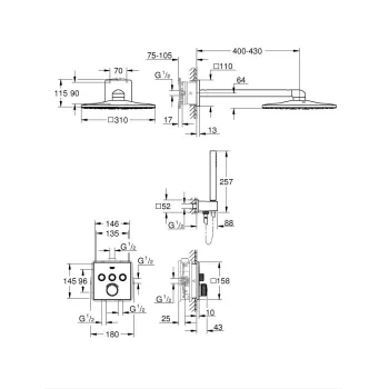 Dušas sistēma Grohe Perfect SmartControl Iebūvējams Hromēta 34712000