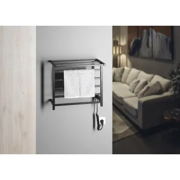 Dvieļu žāvētājs / Radiators Sapho Elzor elektriskais 50x47cm, 60 W, melns matēts EB510