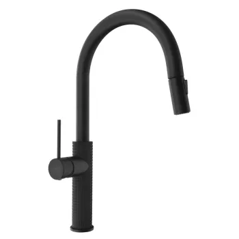 Virtuves maisītājs Sapho ar izvelkamu dušas izvadu, matēti melns FR576B