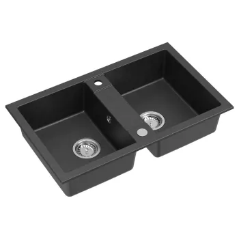 Virtuves izlietne Sapho Granīta, 78x48cm, melna GR2224