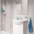 Vannas istabas spogulis Jika Lyra uz galda virsmas, 40x75cm, balts  H4531810383041