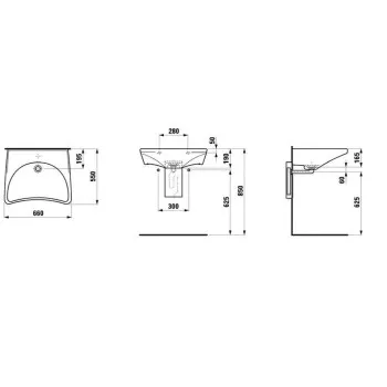 Vannas istabas izlietne Laufen Rehab 66x55cm balta H8106030001041