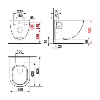 Piekaramais pods Jika Perla Rimless bez vāka balts H8207161000001