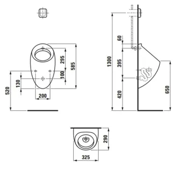 Pisuārs Laufen  ME Il Bagno Alessi One Suction ar LCC pievads no aizmugures, balts