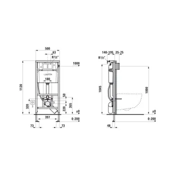 Iebūvejamais rāmis podam Laufen LIS 500 x 140 x 1120 mm  H8946610000001 