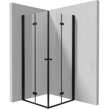 Dušas kabīne Deante KERRIA PLUS NERO 90x90cm caurspīdīgs stikls, Melns profili