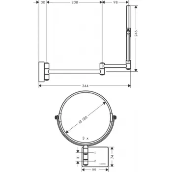 Kosmētikas spogulis Hansgrohe AddStoris, Hromēts 41791000