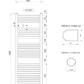 Dvieļu žāvētājs / Radiators Aqualine ALYA 600x1420mm, Hroms LLC204