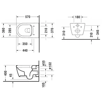 Piekaramais pods Duravit ME by Starck WonderGliss Rimless ar SoftClose vāku Balts 45290900A11
