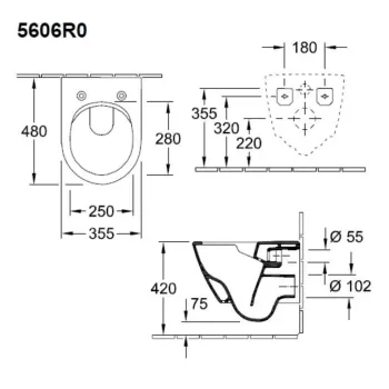 Piekaramais pods Villeroy & Boch Subway 2.0 DirectFlush Rimless bez vāka balts 5606R001