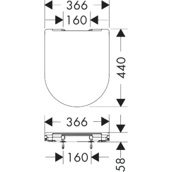 Poda vāks Hansgrohe  EluPura S ar SoftClose un QuickRelease 60200450 Balts