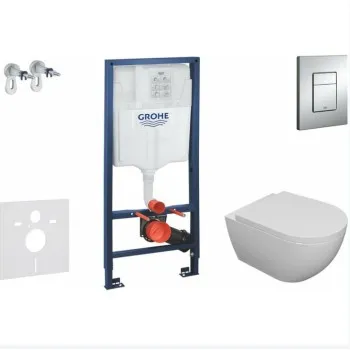 Tualetes poda komplekts Grohe rāmis Rapid SL +Hromēta poga Skate Cosmopolitan +WC  pods Kielle Oudee Rimless  +vāks Soft Close, 11BA1100