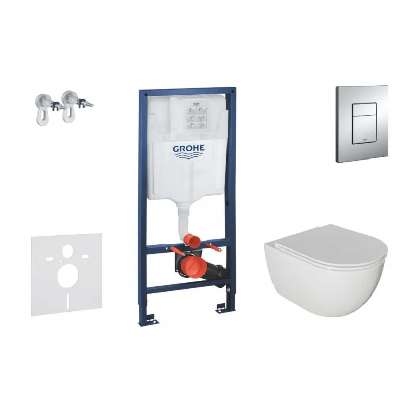 Tualetes poda komplekts Grohe rāmis Rapid SL+WC Kielle Oudee Rimless +hromēta poga Skate Cosmopolitan+vāks Soft Close 11BA1104
