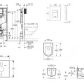 Tualetes poda komplekts Grohe rāmis Rapid SL+WC Kielle Oudee Rimless +hromēta poga Skate Cosmopolitan+vāks Soft Close 11BA1104